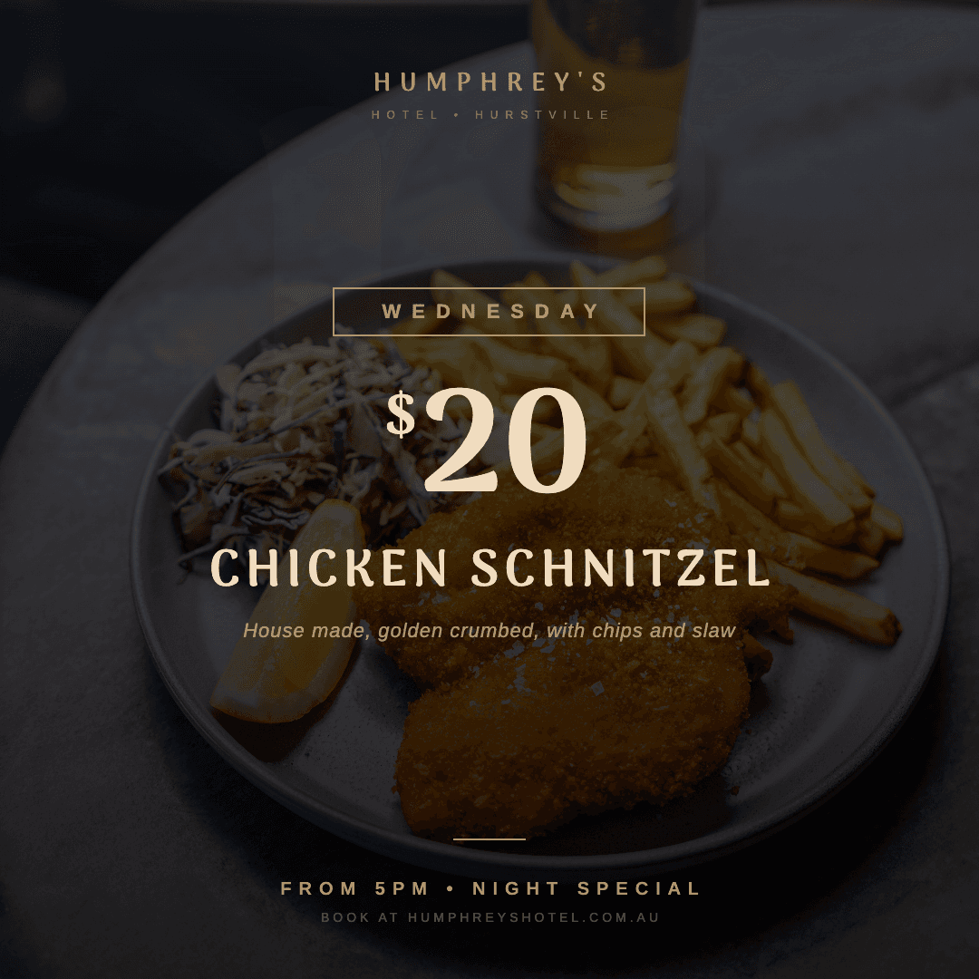 Wednesday $20 Chicken Schnitzel